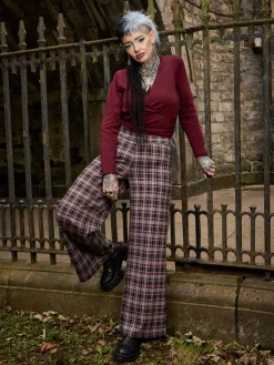 Plaid Wide-Leg Trousers - Bonnie