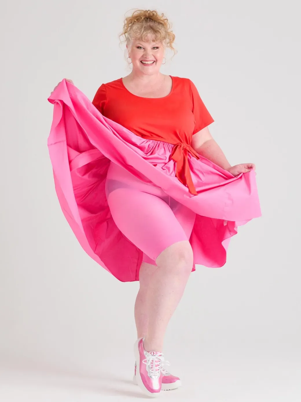 Poplin Tee Dress - Sangria/Pink Lady