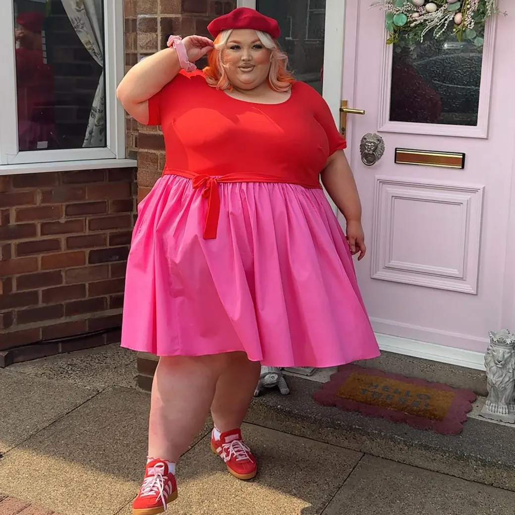 Poplin Tee Dress - Sangria/Pink Lady
