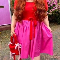 Poplin Tee Dress - Sangria/Pink Lady