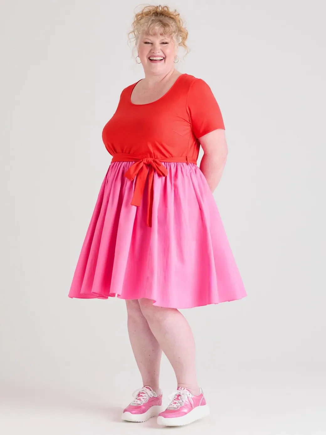 Poplin Tee Dress - Sangria/Pink Lady