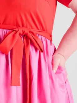 Poplin Tee Dress - Sangria/Pink Lady