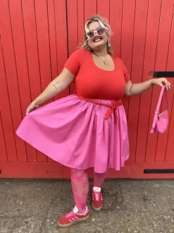 Poplin Tee Dress - Sangria/Pink Lady