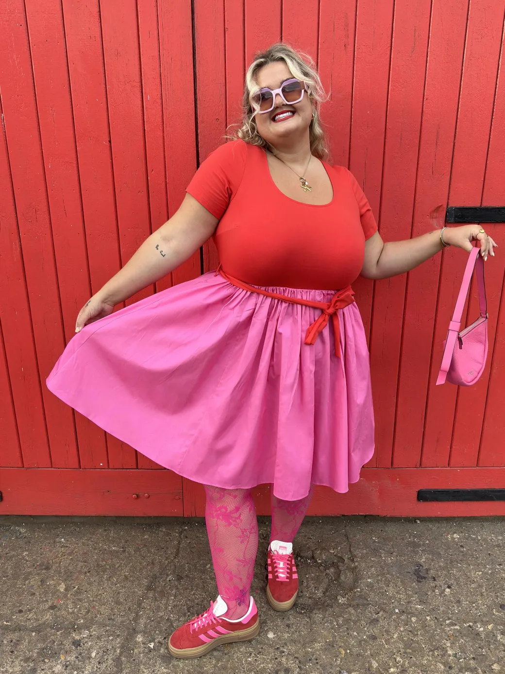 Poplin Tee Dress - Sangria/Pink Lady