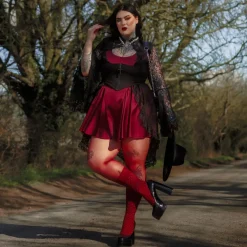 Seoul Chic Faux Sock Tights - Burgundy