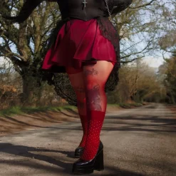 Seoul Chic Faux Sock Tights - Burgundy