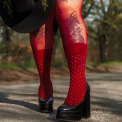 Seoul Chic Faux Sock Tights - Burgundy