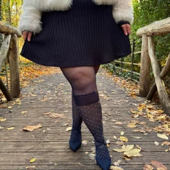 Seoul Chic Faux Sock Tights - Navy