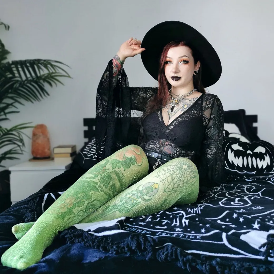 Sheer Lux Sparkle Tights - Peas