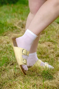 Sheer Nylon Ankle Socks - White