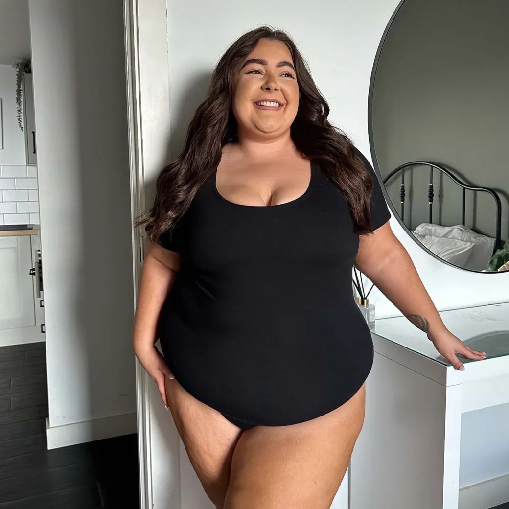Short Sleeve Cotton Bodysuit - Black
