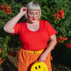 Short Sleeve Cotton Bodysuit - Sangria