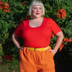 Short Sleeve Cotton Bodysuit - Sangria