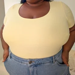 Short Sleeve Cotton Bodysuit - Butter