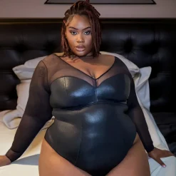 Siren Faux Leather Bodysuit