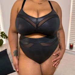 Siren Faux Leather Full Briefs - Black