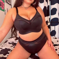 Siren Faux Leather Full Briefs - Black