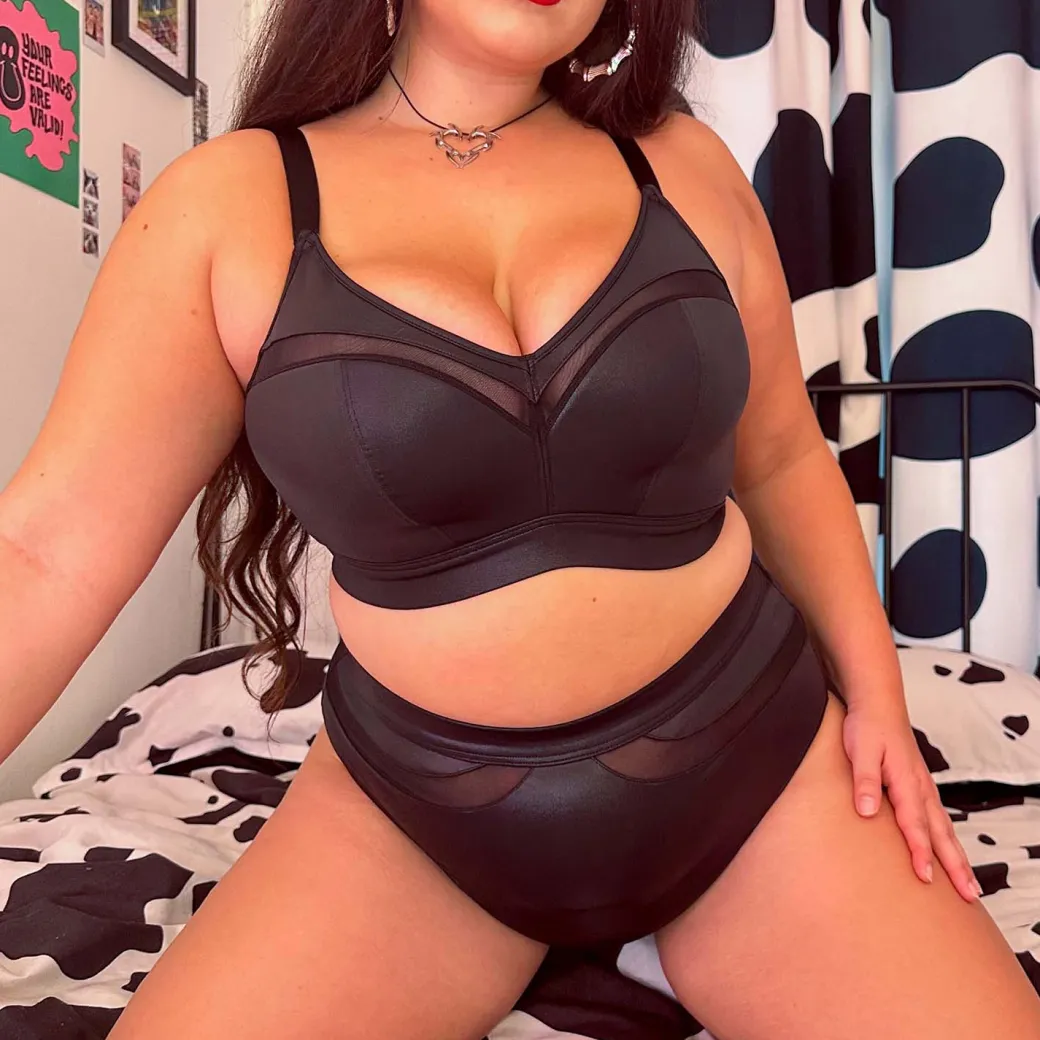 Siren Faux Leather Full Briefs - Black