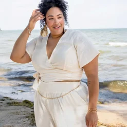 Sonia Cotton Gauze Wrap Top - Cream