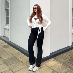 Squat-Proof Kick Flare Leggings - Black