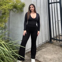 Squat-Proof Kick Flare Leggings - Black