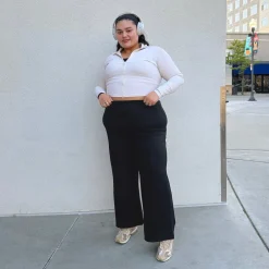 Squat-Proof Wide Leg Leggings - Black