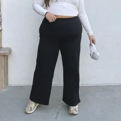 Squat-Proof Wide Leg Leggings - Black
