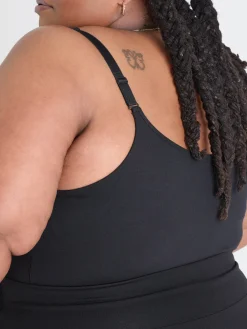 Strappy Cotton Bodysuit - Black