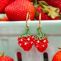 Strawberry Beaded Earrings