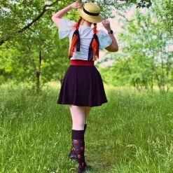 Strawberry Mock Sock Tights - Black
