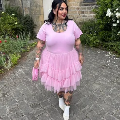 Tee Mesh Dress - Pink Frosting