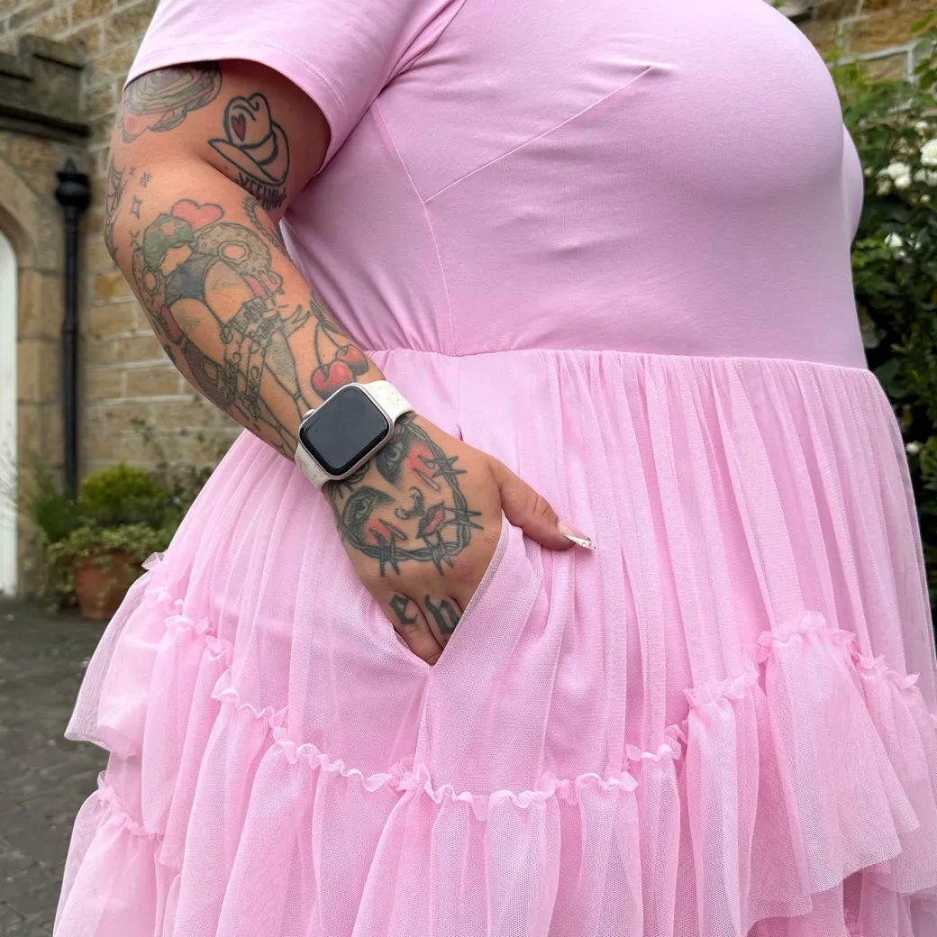 Tee Mesh Dress - Pink Frosting