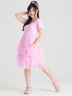 Tee Mesh Dress - Pink Frosting