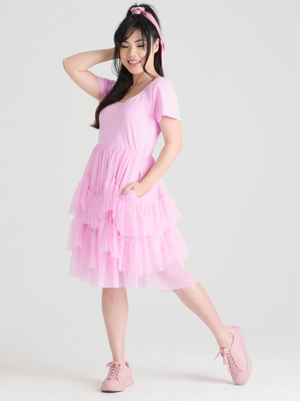 Tee Mesh Dress - Pink Frosting