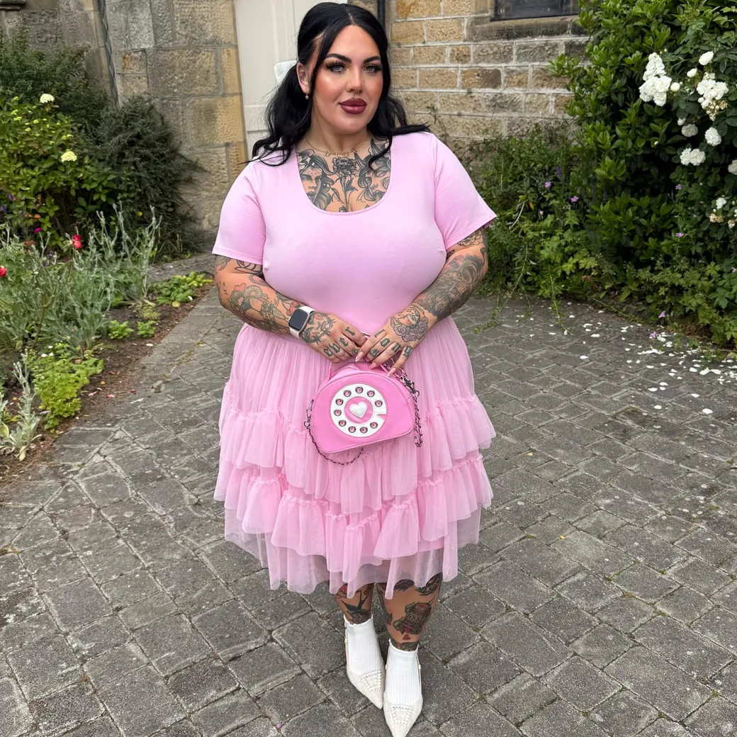 Tee Mesh Dress - Pink Frosting
