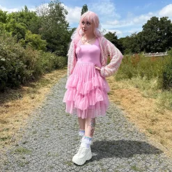 Tee Mesh Dress - Pink Frosting