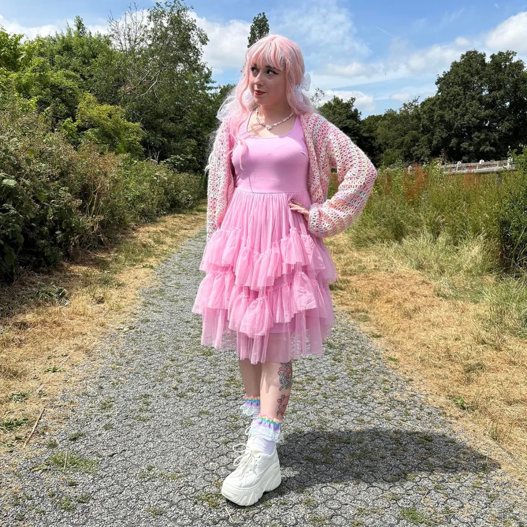 Tee Mesh Dress - Pink Frosting