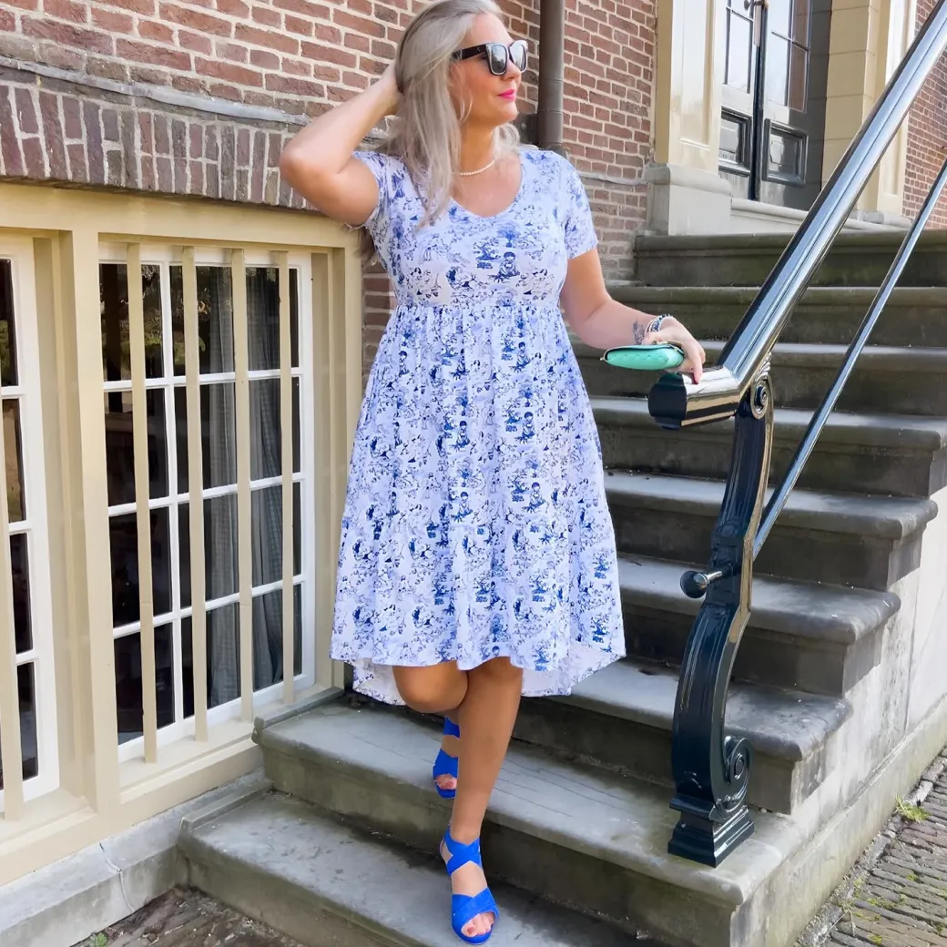 T-Shirt Tiered Dress - Passion au Jardin - L'Amour Bleu
