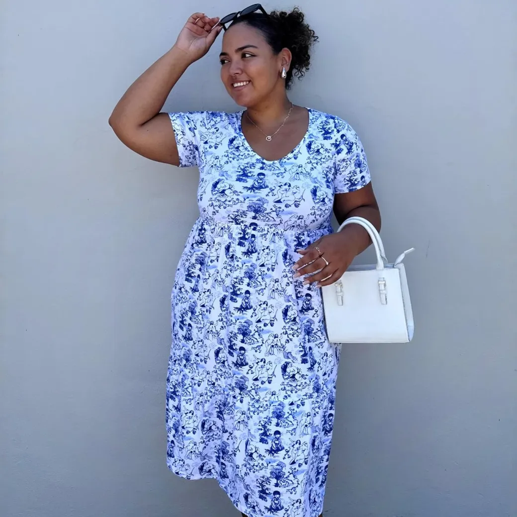 T-Shirt Tiered Dress - Passion au Jardin - L'Amour Bleu