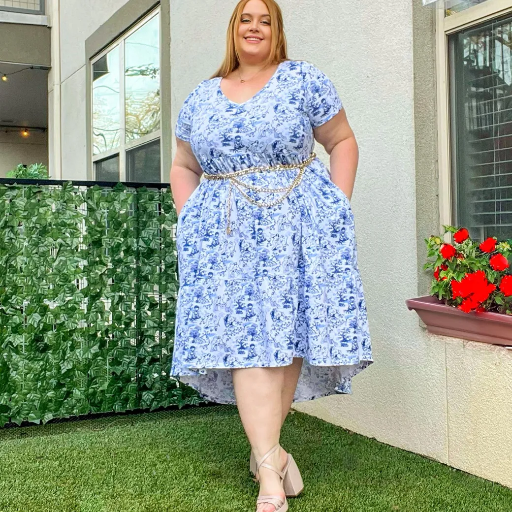 T-Shirt Tiered Dress - Passion au Jardin - L'Amour Bleu