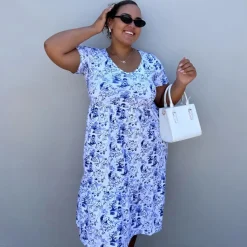 T-Shirt Tiered Dress - Passion au Jardin - L'Amour Bleu