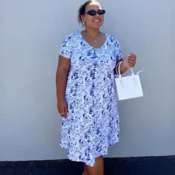 T-Shirt Tiered Dress - Passion au Jardin - L'Amour Bleu