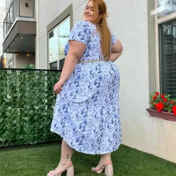 T-Shirt Tiered Dress - Passion au Jardin - L'Amour Bleu