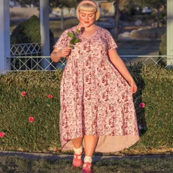 T-Shirt Tiered Dress - Passion au Jardin - L'Amour Rose