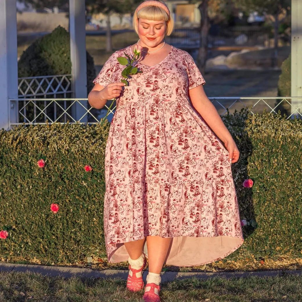 T-Shirt Tiered Dress - Passion au Jardin - L'Amour Rose