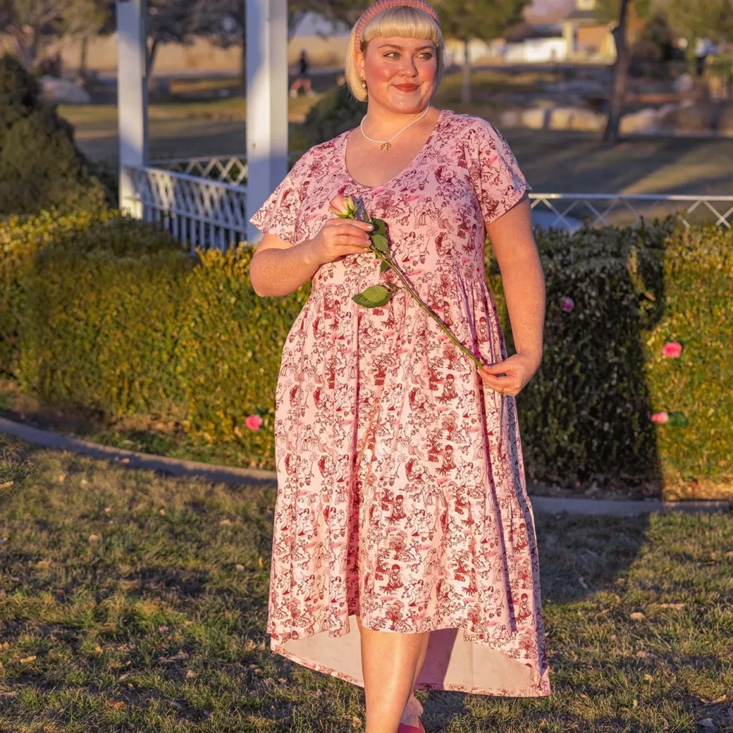 T-Shirt Tiered Dress - Passion au Jardin - L'Amour Rose