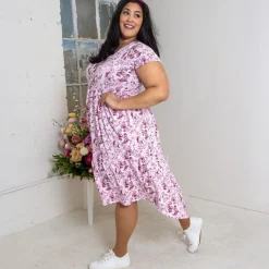T-Shirt Tiered Dress - Passion au Jardin - L'Amour Rose