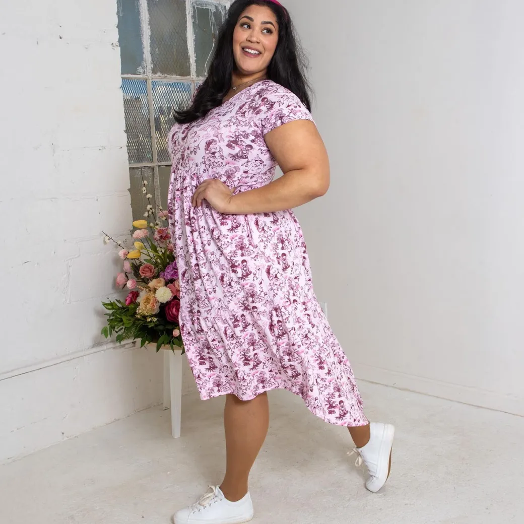 T-Shirt Tiered Dress - Passion au Jardin - L'Amour Rose