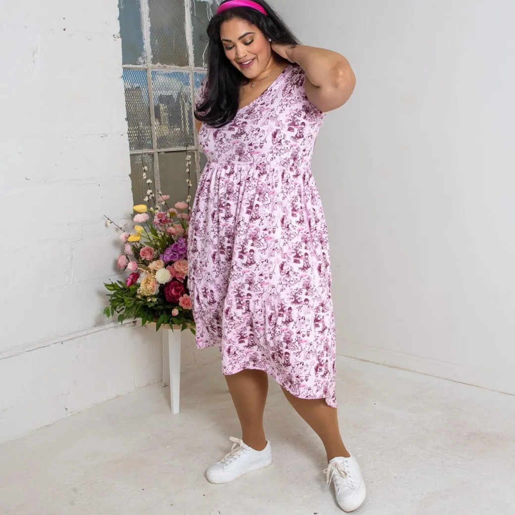T-Shirt Tiered Dress - Passion au Jardin - L'Amour Rose