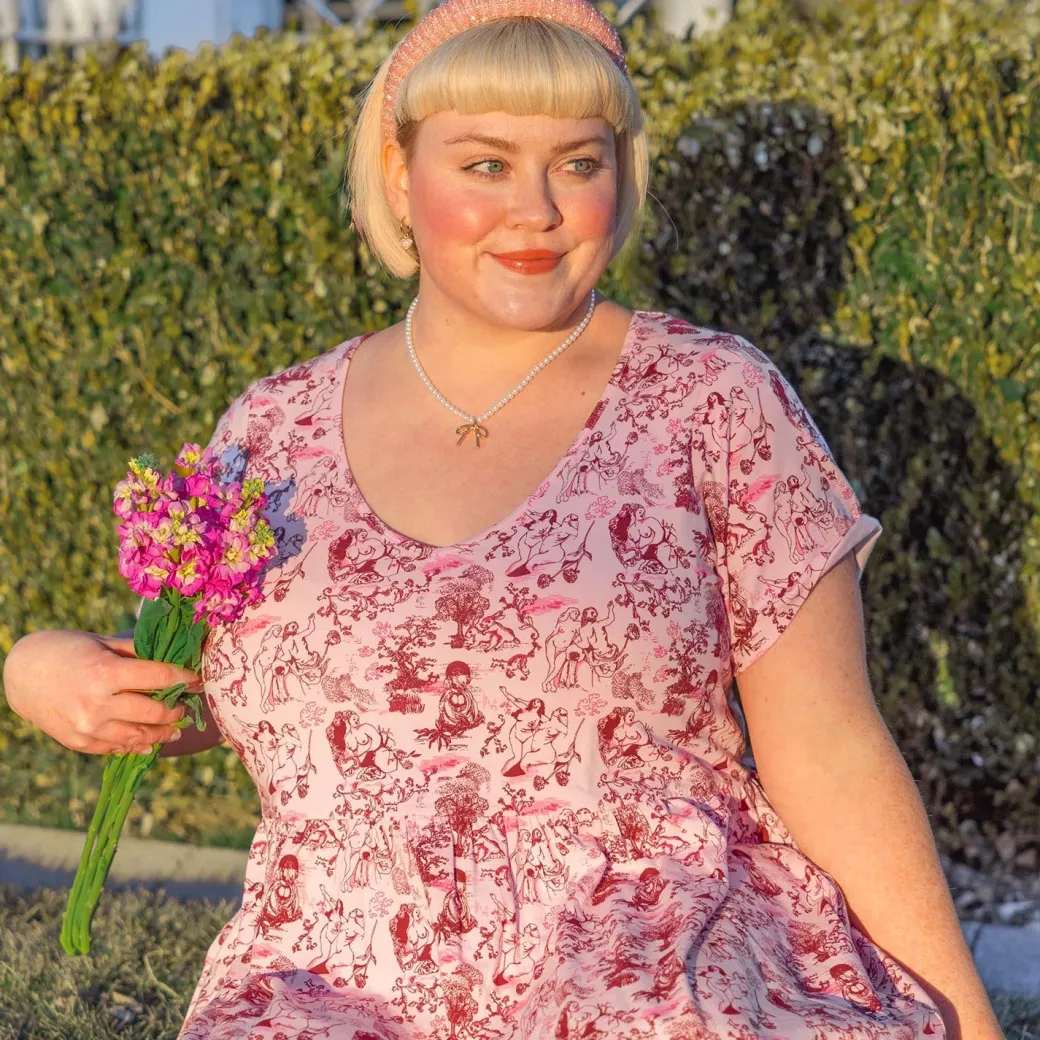 T-Shirt Tiered Dress - Passion au Jardin - L'Amour Rose